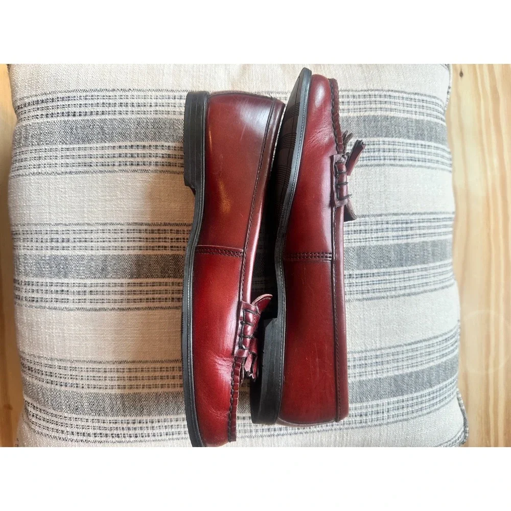 GH Bass Tassel Loafers Burgundy Leather Kiltie Made in USA Womens 9.5 M